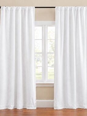 Pottery Barn Seaton White Curtains 50x84 Set Of 2 Cotton Panels